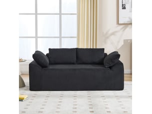 Canapé droit compressé fixe <strong>BEAOK</strong> <strong></strong> 2 places Velours côtelé Noir