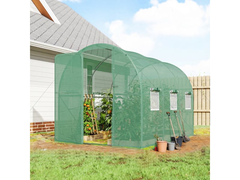  Serre en film - 3x2x2 m - porte battante verrouillable - 6 fenêtres en filet - polyéthylène - cadre en acier galvanisé 300x200x200cm - Conforama B