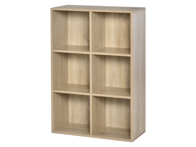  Étagère en bois à 3 niveaux avec 6 cubes de rangement pour salon, chambre, bureau, 65,5 x 30 x 97,5 cm, chêne  - Conforama A
