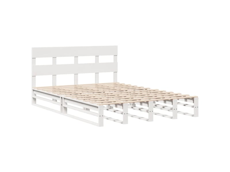  Lit double- lit adulte -  cadre de lit sans matelas blanc 135x190 cm bois de pin massif  - Conforama B