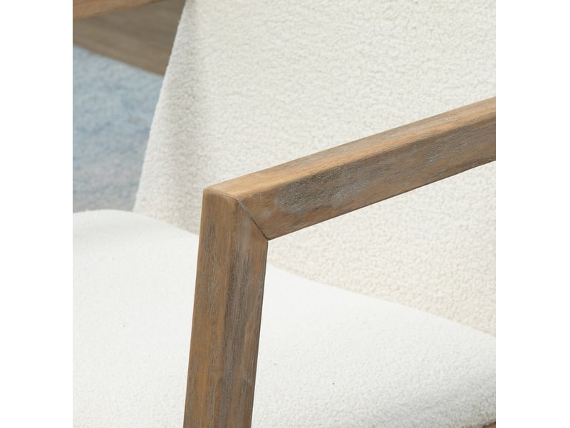  Fauteuil à bascule avec coussins rembourrés et structure en bois d'hévéa, en polyester blanc crème, 60 × 81 × 71 cm  - Conforama E