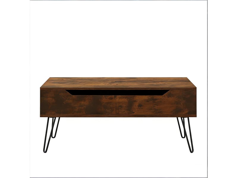  Table basse relevable vintage 95x50 cm – marron rustique – plateau relevable avec rangement discret  - Conforama D