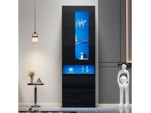 Vitrine coloris noir 2 étagère(s) HAUSS SPOLE  - 50 cmx180 cm