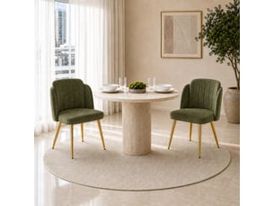 Lot de 2 chaises de salle à manger rembourrées, dossier incurvé, pieds réglables, structure dorée, charge 125 kg, coloris vert