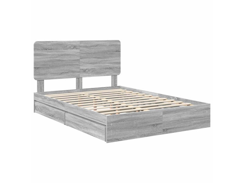  Lit double- lit adulte -  lit de rangement gris sonoma 150 x 200 cm bois d'ingénierie  - Conforama C