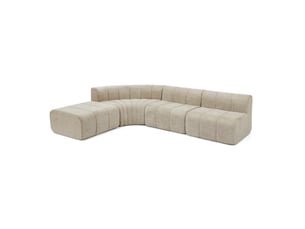 Canapé d'angle réversible fixe   4 places Tissu marron