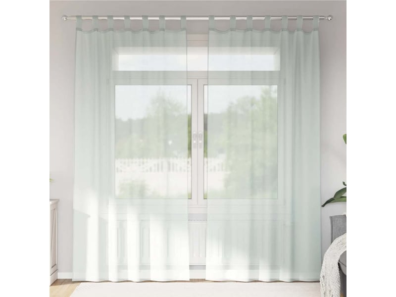  Lot de 2 rideaux en voile, voilages avec boucles gris clair 140x245 cm cf44299  - Conforama B
