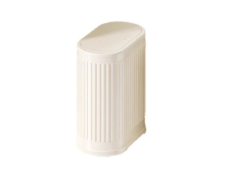  Poubelle de 6 litres avec couvercle, petite poubelle de salle de bain blanc laiteux  - Conforama A