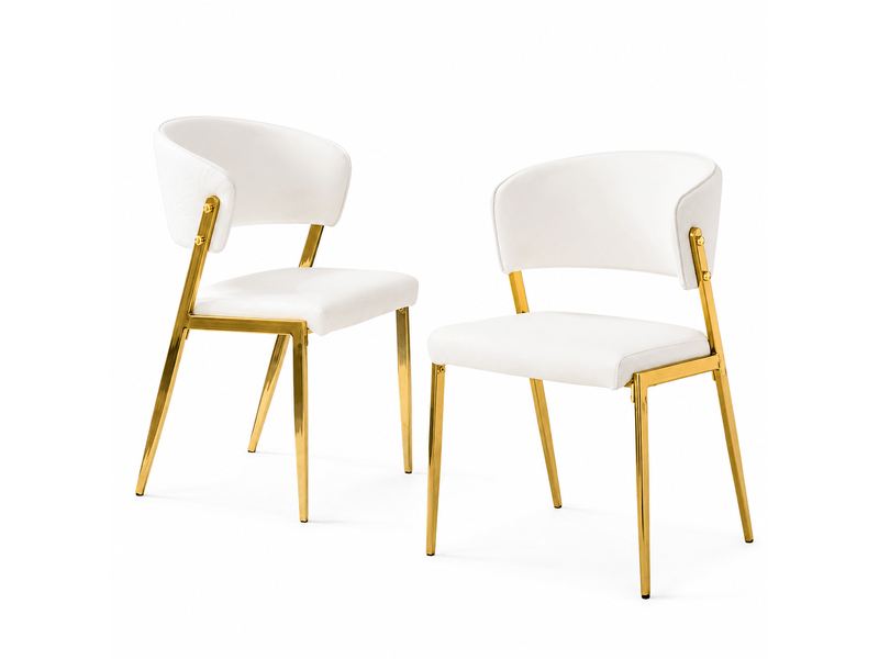  Lot de 2 chaises de salle à manger modernes en similicuir, dossier ergonomique incurvé, assise rembourrée, structure métallique, hauteur 78 cm  - Conforama A