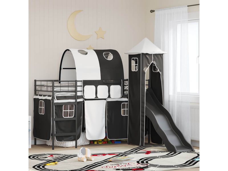  Cadre de lit superposé pour enfants - lit jeune uni noir 90 x 190 cm métal  - Conforama B