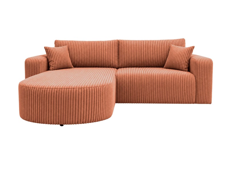  Emma - canapé d'angle convertible gros velours côtelé 4 places terracotta  - Conforama A