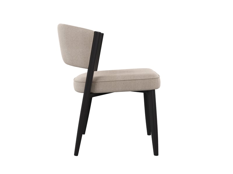 Lot de 6 chaises de salle à manger en tissu chenille taupe, pieds en métal noir  - Conforama R
