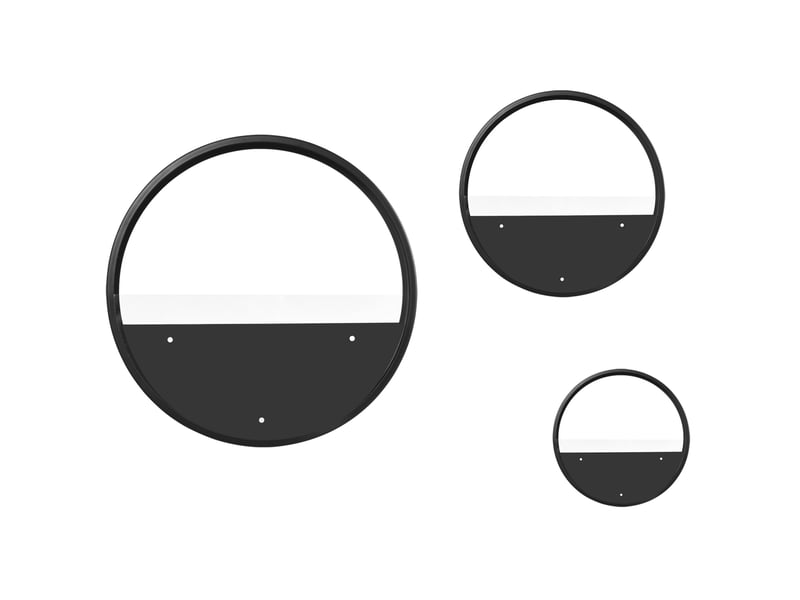  Lot de 3 cache-pots muraux en acier noir, diamètres 30,5, 20,5 et 15,5 cm, pour plantes et décoration  - Conforama A
