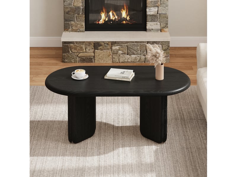  Table basse ovale 99×50×40 cm en mdf noir chicfurn  - Conforama C