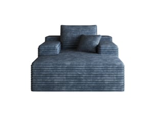Méridienne en tissu avec assise profonde, mousse haute résilience et design enveloppant, bleu
