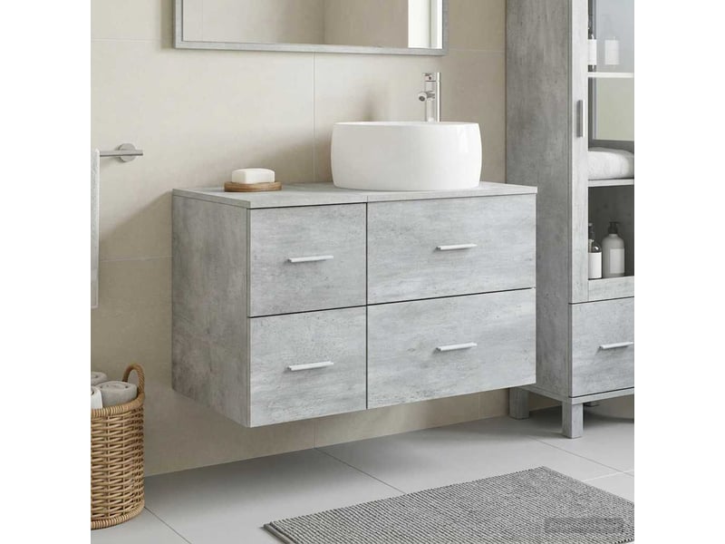 Ensemble de mobilier de salle de bain 2 pc gris béton cf64146 - Conforama B