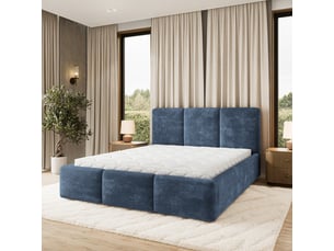 Lit coffre 120x200cm <strong>MASSENO</strong> <strong></strong> coloris bleu