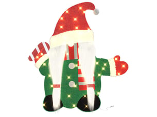 Gnome éclairé 60 led blanc chaud 71 x 64 cm tissu en guirlande cf62257