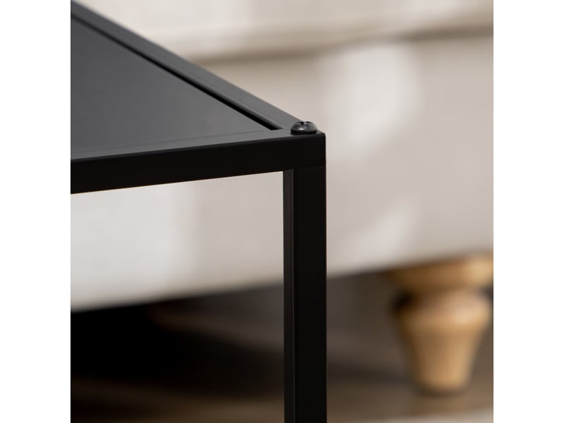  Lot de 2 tables basses gigognes carrées dim. 40 et 35 cm - style industriel en métal noir mat  - Conforama W