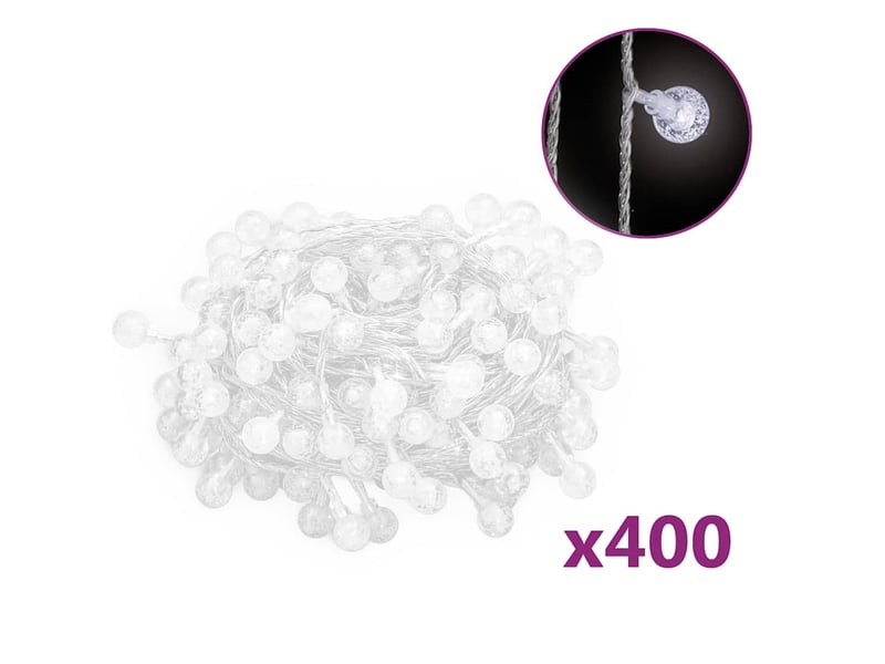  Guirlande lumineuse, éclairage de noël globe 40 m 400 led blanc froid 8 fonctions cf62450  - Conforama A