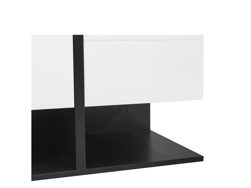  Table basse moderne 70x70x35,5 cm avec 2 tiroirs à glissières silencieuses, panneau de particules, noir et blanc  - Conforama E