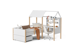 Lit cabane 90x200 cm coloris blanc