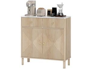 Buffet 2 porte(s)  2 tiroir(s) <strong></strong> <strong></strong> - 77 cm coloris naturel 