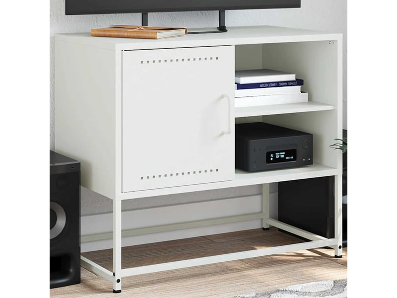  Meuble tv - banc tv - meuble de rangement blanc 68x39x60,5 cm acier  - Conforama B