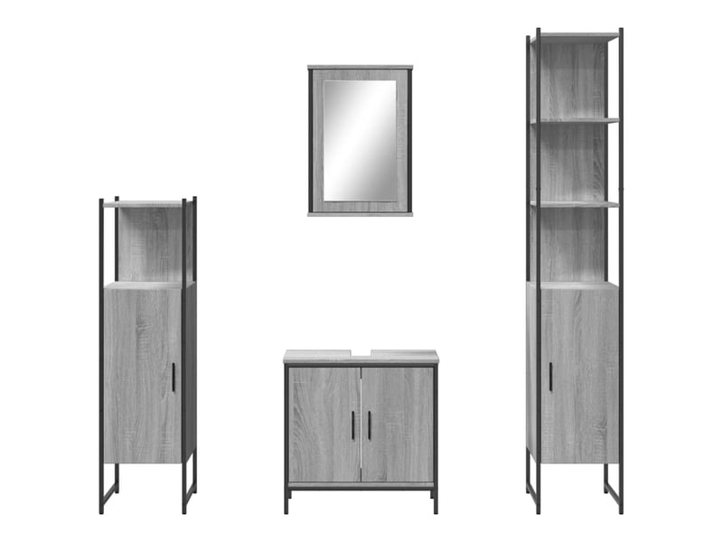 Ensemble de meubles de salle de bain 4 pcs sonoma gris cf63880 - Conforama D