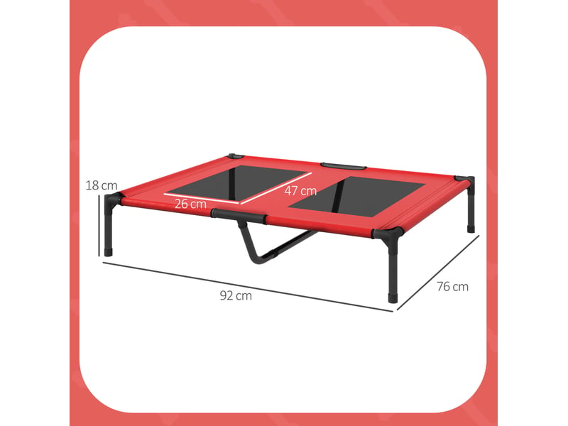  Lit surélevé extérieur rouge 92x76x18 cm pour grand animal de compagnie  - Conforama C