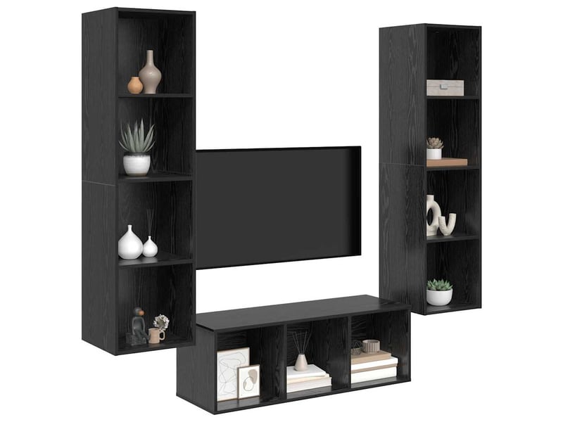  Ensemble meuble tv - banc tv - meuble de rangement 3 pcs chêne noir bois d'ingénierie  - Conforama C