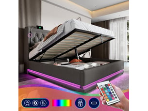 Lit coffre 140x200 cm <strong>HAUSS SPOLE</strong>  <strong></strong> coloris gris