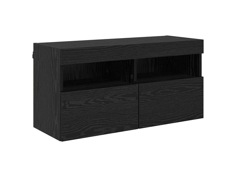  Meuble tv - banc tv - meuble de rangement mural 80 x 30 x 40 cm chêne noir bois d'ingénierie  - Conforama A
