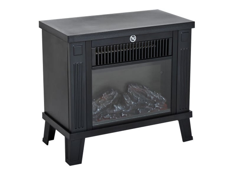Cheminée électrique noire 6001200 w, effet flammes, métal, 34x17x31 cm - Conforama A