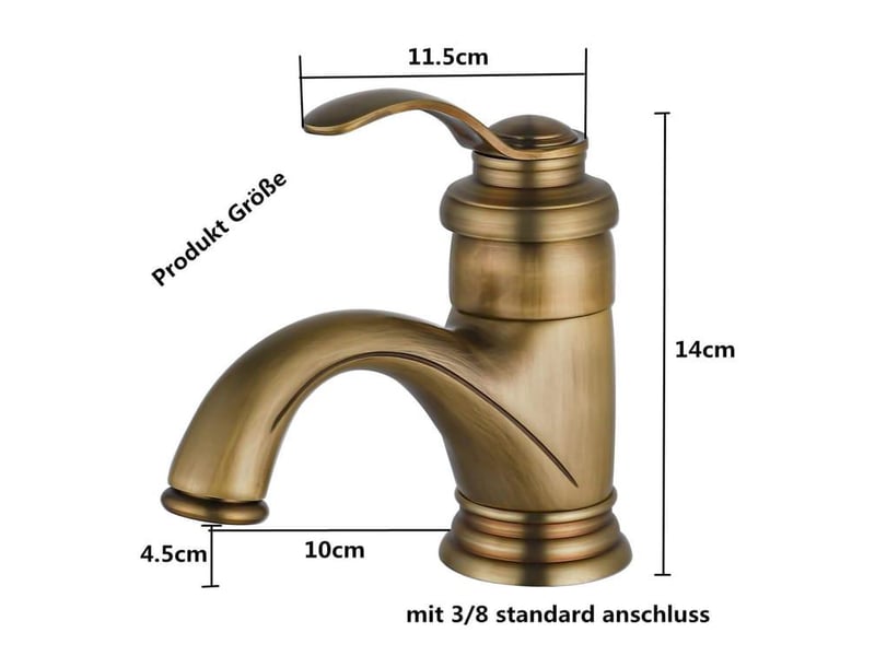 Robinet de salle de bain antique, mitigeur de lavabo rétro, robinet de salle de bain en laiton brossé nostalgie pour salle de bain - doré  - Conforama C