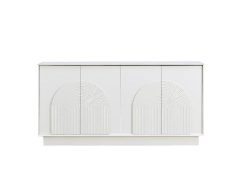  Buffet, 160 x 38 x 80 cm, meuble de rangement à 4 portes, structure en mdf avec finition mate, blanc  - Conforama A