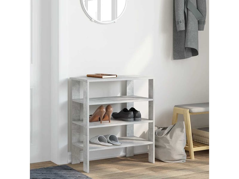  Meuble à chaussures, étagère à chaussures gris béton 61x32x70 cm bois d'ingénierie  - Conforama C