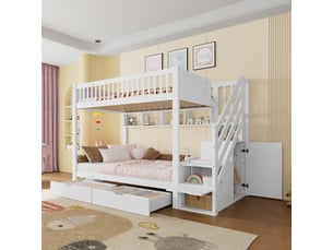 Lit superposé 90x200 cm <strong>HAUSS SPOLE</strong> <strong></strong> coloris blanc
