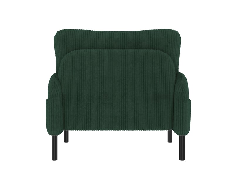 Fauteuil profond d'appoint, 67x75x79 cm, poche latérale, dossier ergonomique, assise large, velours côtelé, émeraude - Conforama R