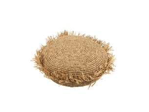 Coussin rond en raphia naturel d62cm - coussin d'extérieur