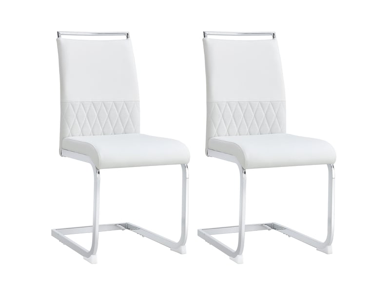  Lot de 2 chaises blanches modernes en simili-cuir et lin – parfait pour cuisine ou bureau  - Conforama B