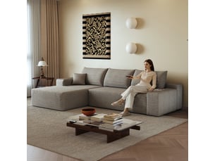 Canapé d'angle gauche fixe <strong></strong> <strong>OPULERANE TRADING LTD</strong> 3 + 1 places Polyester marron