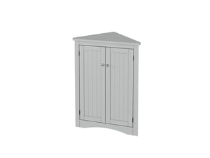 Meuble d'angle de salle de bain 2 portes en mdf gris 61.5 x 34.5 x 90 cm