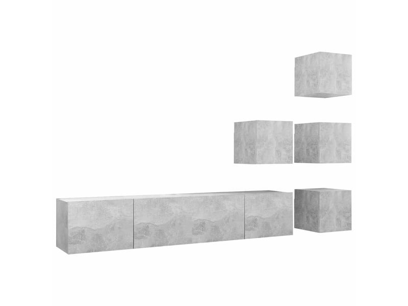  Ensemble de meubles tv 6 pcs gris béton bois d'ingénierie shl49654  - Conforama A