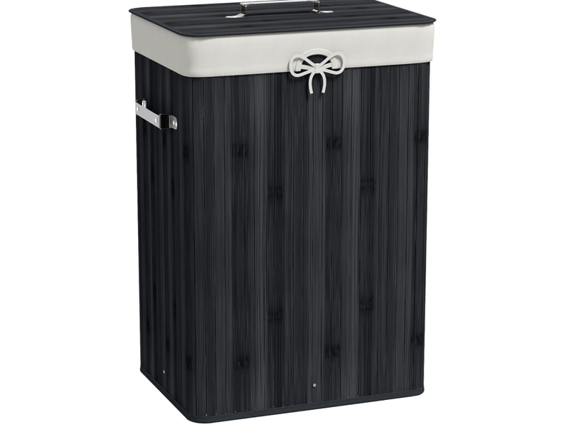  Panier à linge pliable 40x30x60 cm – noir – couvercle, sac amovible, poignées et 72 l de rangement  - Conforama A