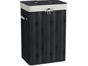 Panier à linge pliable 40x30x60 cm – noir – couvercle, sac amovible, poignées et 72 l de rangement