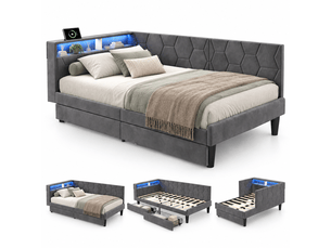 Lit banquette 190x200 cm KEFSR coloris gris