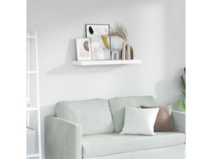 Étagère flottante, étagère suspendue montage mural marbre blanc 90 x 23,5 x 3,8 cm cf42552
