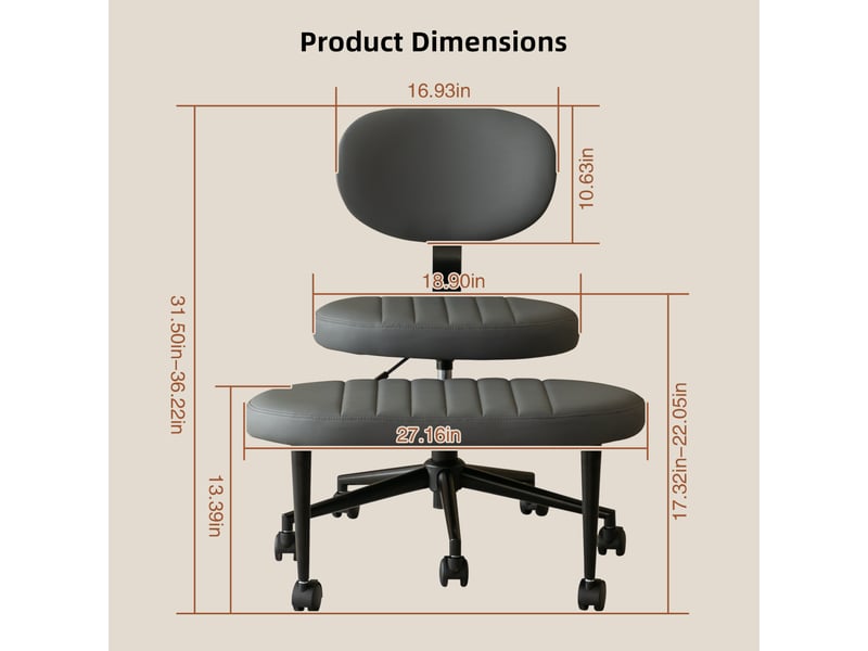  Chaise de bureau multi-position pivotante 360° sans accoudoirs - lpospi - repose-pieds rotatif tissu gris  - Conforama D