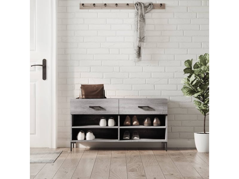  Banc à chaussures, meuble à chaussures sonoma gris 102x35x55 cm bois d'ingénierie shl3210  - Conforama B